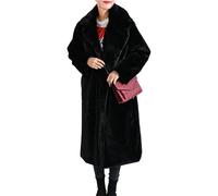 Cappotti lunghi da donna in finta pelle con tasche femminili morbide pellicce di visone da donna alla moda larghi corti capispalla invernali, Nero e Cintura, M