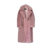 Cappotti lunghi da donna in finta pelle con tasche femminili morbide pellicce di visone da donna alla moda larghi corti capispalla invernali, Rosa Scuro e Cintura, Large