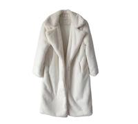 Cappotti lunghi da donna in finta pelle con tasche femminili morbide pellicce di visone da donna alla moda larghi corti capispalla invernali, Bianco e Cintura, L