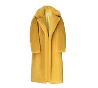 Cappotti lunghi da donna in finta pelle con tasche femminili morbide pellicce di visone da donna alla moda larghi corti capispalla invernali, Giallo e Cintura, M