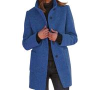 Cappotti lunghi da donna oversize collo alla coreana monopetto ispessito blazer misto lana giacca da pavone con tasche, Marina Militare, 5XL