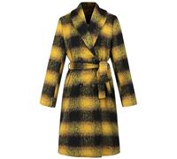 Cappotti lunghi invernali da donna in lana vintage sfumato cappotto scozzese slim giacche di media lunghezza, Lq1076-Huang, S