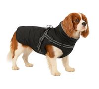 Cappottino cane - Flamingo Duker Nero 40cm - in poliestere, resistente all’acqua, interno in pile, chiusura a zip, fascia elastica per comfort e libertà di movimento