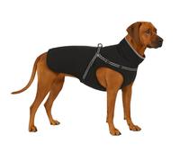 Cappottino cane - Flamingo Duker Nero 55cm - in poliestere, impermeabile, interno in pile caldo, imbracatura integrata, riflettenti, chiusura con cerniera