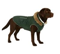 Cappottino cane - Flamingo Kimo Verde 55cm - in poliestere, impermeabile, interno in pile, cappuccio, apertura per guinzaglio, chiusura con velcro