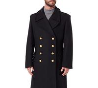 Cappotto a doppio petto, stile marinaio, lunghezza intera, colore: Nero Black Large