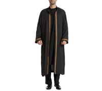 Cappotto Arabo Uomo, Abbigliamento Arabo, Abito Musulmano Tinta Unita Con Apertura Anteriore Poncho Loose Cardigan Lungo Giacca di Mezzogiorno Regular Fit Giacca Casual, Nero , XL