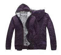 Cappotto autunnale e invernale da uomo solido retrò a maniche lunghe alla moda caldo maglione con cappuccio in maglia giacca con tasche maglione a maglia cavo uomo crema, viola., XL