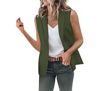 Cappotto blazer da donna, elegante, senza maniche, casual, tinta unita, apertura frontale, traspirante, blazer formale, sottile, leggero, con colletto a risvolto, blazer da donna per la transizione