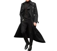 Cappotto caldo da uomo in stile vintage, parka ampio per affari, casual e formale (Nero L)
