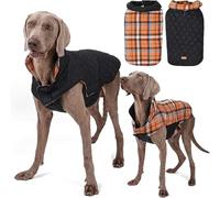 Cappotto Caldo per Cani, Giacca per Cani Reversibile Cappotto per Cani Impermeabile Stile Britannico Plaid Vestiti per Cani Gilet per Il Freddo per Animali Domestici Cosy Sowsuit PE, Orange, XXL
