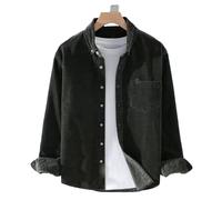 Cappotto camicia uomo velluto a coste tinta unita manica lunga colletto rovescia