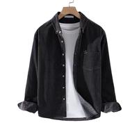 Cappotto camicia uomo velluto a coste tinta unita manica lunga colletto rovescia