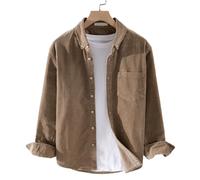 Cappotto camicia uomo velluto a coste tinta unita manica lunga colletto rovescia