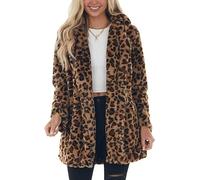 Cappotto cardigan da donna oversize in pelliccia sintetica leopardato aperto sul davanti, Marrone, 5X-Large