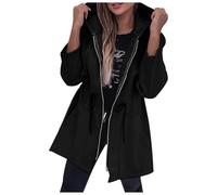Cappotto casuale autunno/inverno con cappuccio e cerniera per 2025 Nuove donne nell'ultima moda, Nero , XL
