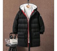 Cappotto con cappuccio casual sportivo per bambini/ragazzi pre-adolescenti, con patchwork a strisce, giacca media spessa in tessuto, adatta per pendolarismo, scuola, uso quotidiano, viaggi, sport, aut