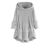 Cappotto con Cappuccio Donna Taglie Forti Felpe Eleganti Donna Sweatshirt Donna Maniche Lunghe Giacca Donna Inverno Cotone (XXL,2- Grigio)