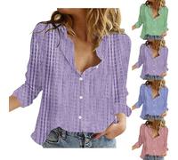 Cappotto corto a maniche lunghe, camicette e camicette da donna di grandi dimensioni, camicia a maglia camicetta con bottone camicetta tinta unita top casual top corto abbigliamento traspirante