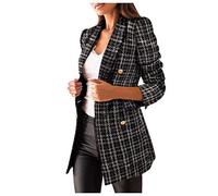 Cappotto corto da donna elegante, casual, blazer lungo, con risvolto, classico cappotto blazer con bottoni stampati e dorati, giacca bolero, giacca anteriore aperta per le mezze stagioni, giacca