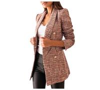 Cappotto corto da donna elegante, casual, blazer lungo, con risvolto, classico cappotto blazer con bottoni stampati e dorati, giacca bolero, giacca anteriore aperta per le mezze stagioni, giacca