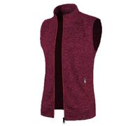 Cappotto corto da uomo nero maschile - fondo invernale lavorato a maglia gilet con cappuccio tinta unita con coulisse, gilet da uomo L, Vino, L