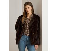 Cappotto corto e soffice con collo rotondo Marrone M Tinta unita