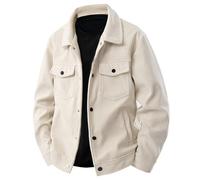 Cappotto Corto Uomo Beige da Velluto Smanicati Doppiopetto Americana Pecora Merinos Giacchetto Elasticizzata Classici Mantella Mimetico Asimmetrico Online Canvas Foderata Revers Rosse Sfoderabile