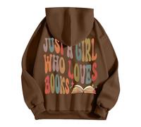 Cappotto da donna alla moda, con stampa a lettere e maniche lunghe, marrone, XL