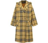 Cappotto da donna con cappuccio plaid lungo in lana da pisello cappotto doppiopetto Trench casual, Lq1075-Huang, S