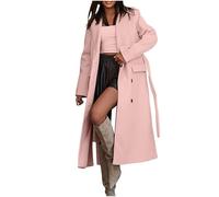 Cappotto da donna impermeabile, trench da donna, lungo, antivento, tinta unita, con cintura regolabile, elegante, alla moda, per il tempo libero, per le attività all'aria aperta