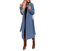 Cappotto da donna in finta lana camicetta cappotto sottile trench giacca lunga da donna sottile cintura lunga elegante soprabito Outwear caldo giacca pelosa, Marina Militare, XXL