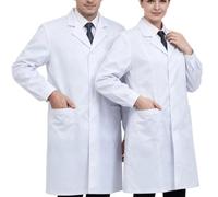 Cappotto da laboratorio, unisex, bianco, da laboratorio, uniforme, costume | Costume oversize con tasche, comodo e resistente alle pieghe, per Halloween, medici, chimica, professionisti del cibo