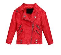 Cappotto da Motociclista per Giacca in Pelle PU Primavera da Bambina per Giacca in Ecopelle da Ragazzo Cappuccio Impermeabile