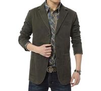 Cappotto da uomo casual da lavoro con 2 bottoni slim fit giacca leggera formale in cotone giacca sportiva, Verde militare, M