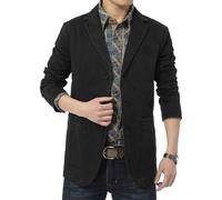 Cappotto da uomo casual da lavoro con 2 bottoni slim fit giacca leggera formale in cotone giacca sportiva, Nero , M
