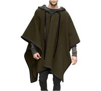 Cappotto da uomo con cappuccio, mantello, orlo irregolare, con cappuccio, poncho, mantella, casual, elegante, felpa con cappuccio, pullover, comfort, tinta unita, antivento, scialle, mantello, 01