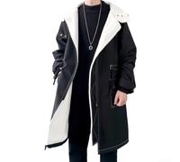 Cappotto da uomo con cappuccio spesso foderato in pile Trench con vita modellante parka cardigan per l'inverno e il clima più fresco (XL, nero, spessore)