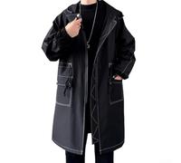 Cappotto da uomo con cappuccio spesso foderato in pile Trench con vita modellante parka cardigan per l'inverno e il clima più fresco (M, nero)