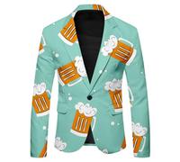 Cappotto da uomo e da donna, a maniche lunghe, con stampa, per il lavoro, il tempo libero, moderno, per occasioni festive, Azzurro, M