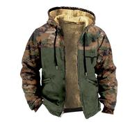 Cappotto da uomo foderato in pile caldo con cappuccio con tasca, toppa mimetica stampata 3D a maniche lunghe con cerniera giacca ispessita autunno e inverno all'aperto casual comodo top sportivo