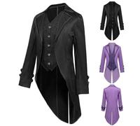 Cappotto da Uomo Gotico Vendita, Steampunk Frack Uomo Vittoriano Giacca con Bottoni Tailcoat Medievale Vintage Uniforme Risvolto Cappotti Smoking per Carnevale Halloween Costume Costumi da Gentiluomo