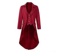 Cappotto da uomo gotico vittoriano da gentiluomo, stile steampunk, giacca rinascimentale a coda di rondine per cosplay, abbigliamento storico formale a maniche lunghe teatro (2XL rosso)