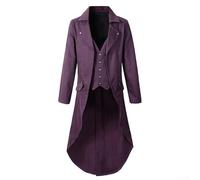 Cappotto da uomo gotico vittoriano da gentiluomo, stile steampunk, giacca rinascimentale a coda di rondine per cosplay, abbigliamento storico formale a maniche lunghe teatro (3XL viola)