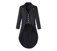 Cappotto da uomo gotico vittoriano da gentiluomo, stile steampunk, giacca rinascimentale con coda di rondine per cosplay, abbigliamento storico formale a maniche lunghe teatro (2XL nero)