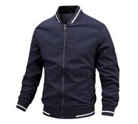 Cappotto da Uomo Jacket Softshell Manica Lunga Media Slim Fit Trench Stile Corto con Cappuccio Ripiegabile Primavera Estate Bomber Giubbino Sportiva Antivento