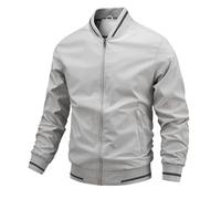 Cappotto da Uomo Jacket Softshell Manica Lunga Media Slim Fit Trench Stile Corto con Cappuccio Ripiegabile Primavera Estate Bomber Giubbino Sportiva Antivento
