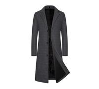 Cappotto da uomo lungo sottile trench tinta unita cappotto di lana di grandi dimensioni cappotto invernale con bottoni risvolti cappotto di mezza stagione giacca invernale leggera da uomo cappotto