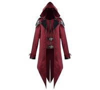 Cappotto da uomo medievale da cavaliere con cappuccio, cappotto da spadaccino retrò patchwork per Halloween, costume storico per cosplay rinascimentale, eventi a tema fantasy, abiti vintage