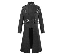 Cappotto da uomo per Halloween, festival, punk, medievale, gotico, cavaliere principe, classico ed elegante, in tinta unita, per cosplay rinascimentali, abiti a tema retrò, Nero , M